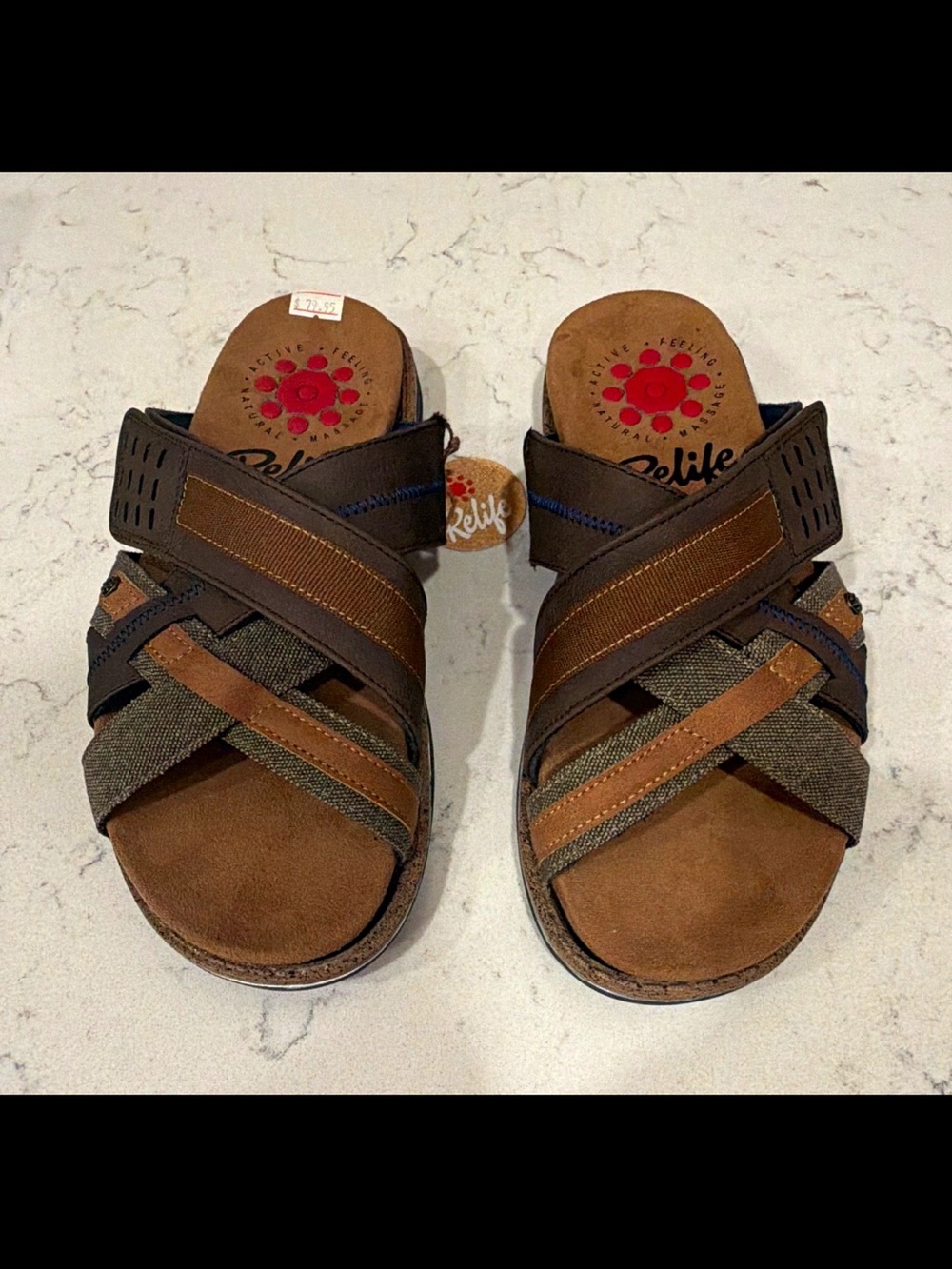 Spring Step Hazman-BR Men’s Brown Slide Sandals Synthetic SlipOn US 9.5/10 EU43